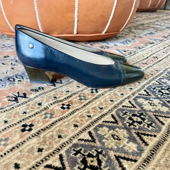 Etienne Aigner Leather Heels - Blue and Black - Goes with everything - Picture 3 of 3
